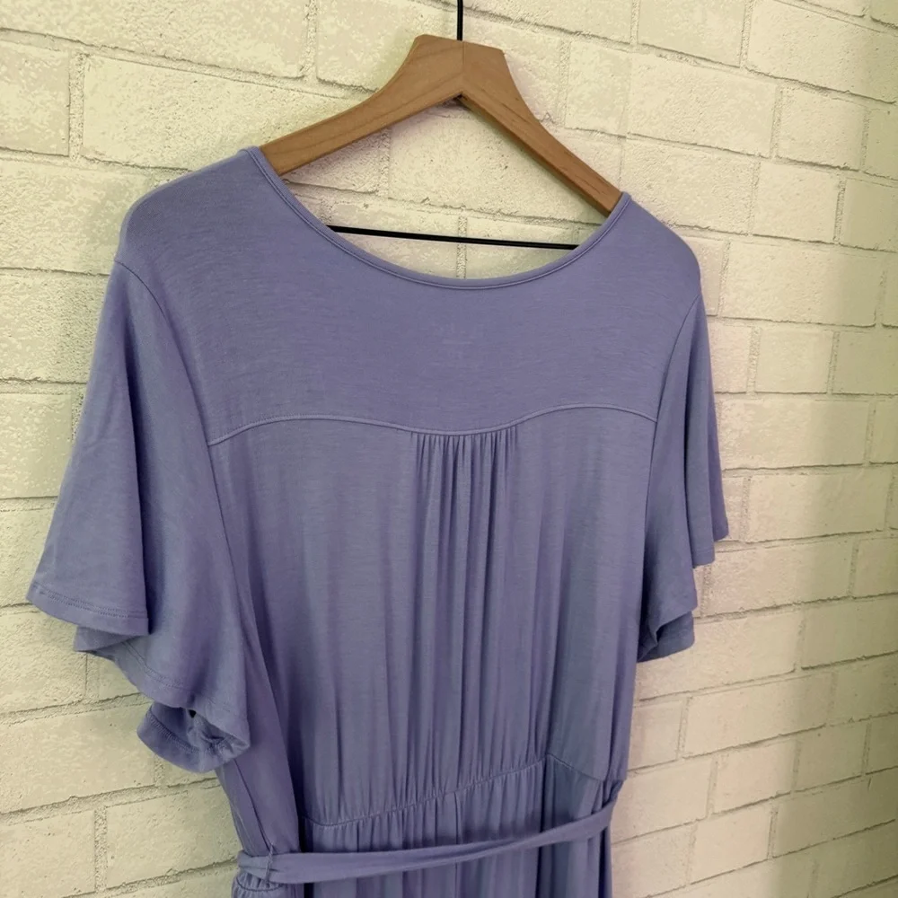 ISABEL Maternity Lilac Faux Wrap Short Sleeve Maxi Dress - Picture 9 of 10